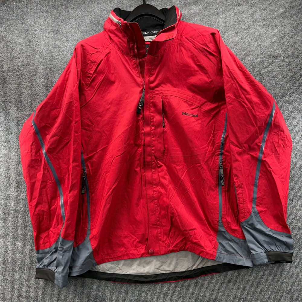 Marmot Men's Red‎ Full Zip Water Resistant Shell Jacket Size Large Vents